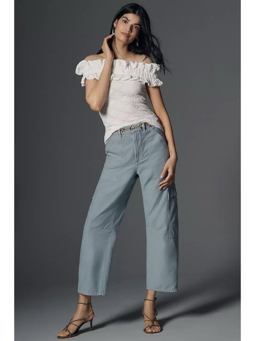 Maeve Anthropologie  Off The Shoulder White Ruffle Top S Coquette Cottage